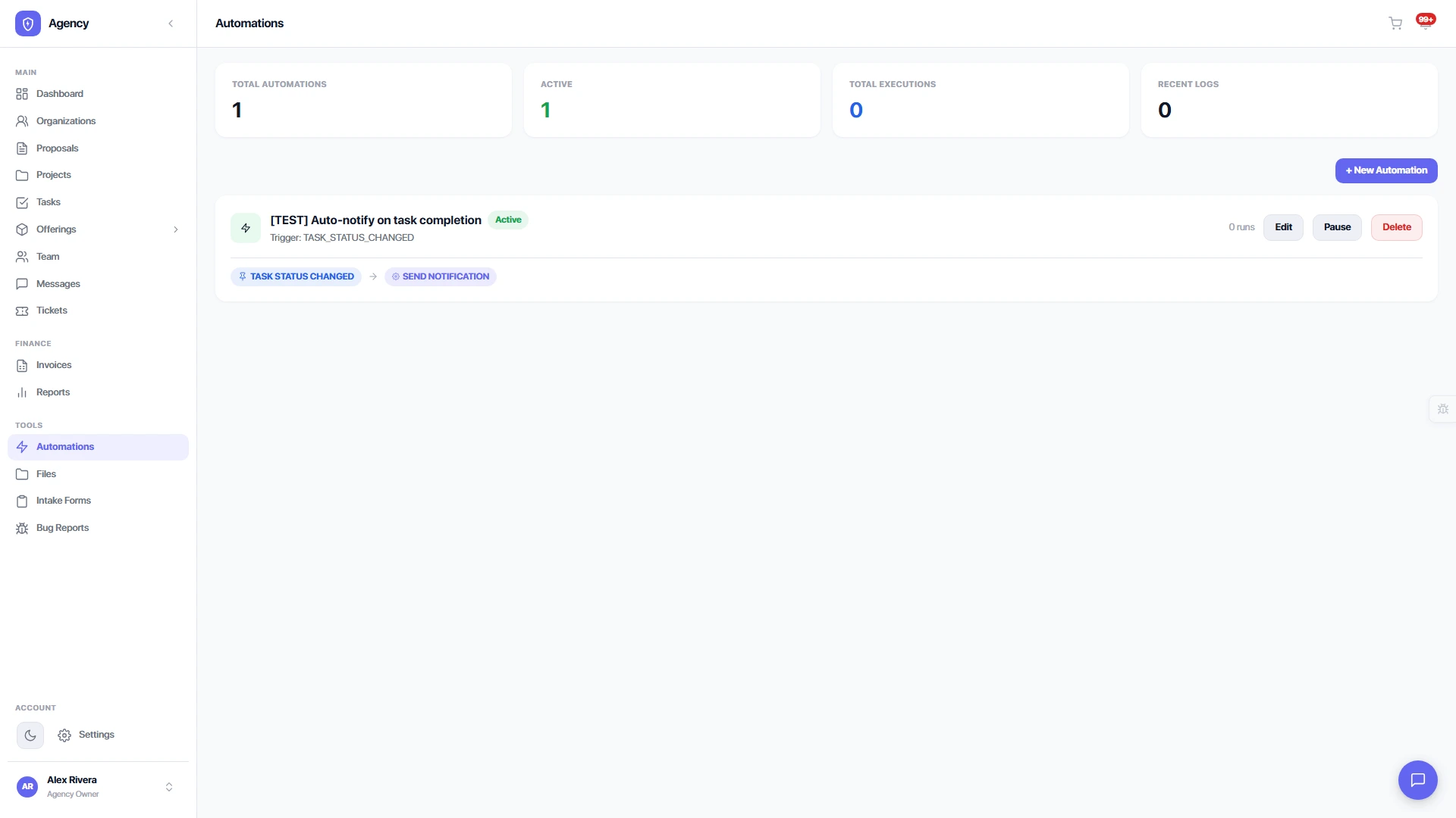 Automated workflow builder and event triggers