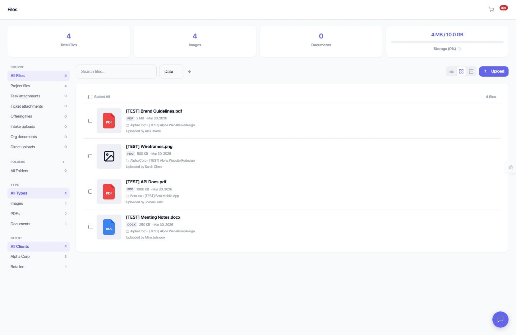 Service deliverables and digital assets repository