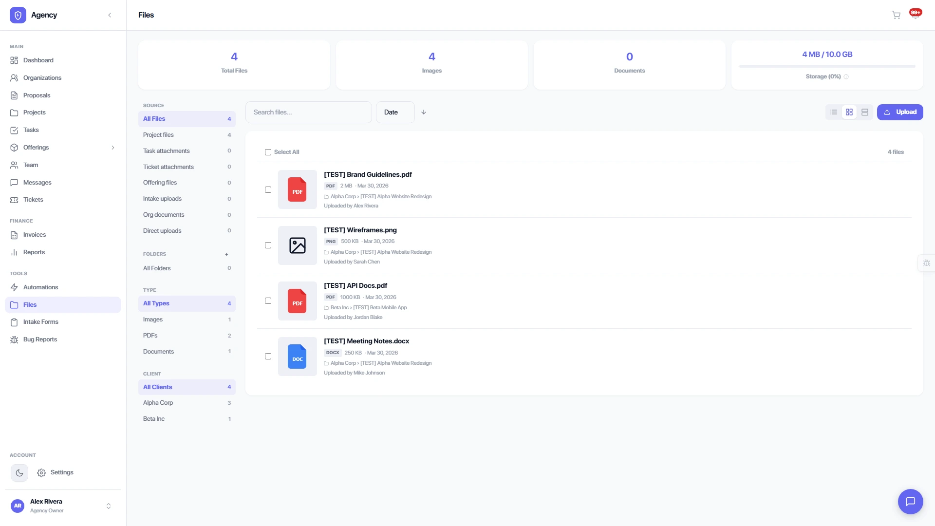 Supported file types with icons for images, documents, spreadsheets, and media