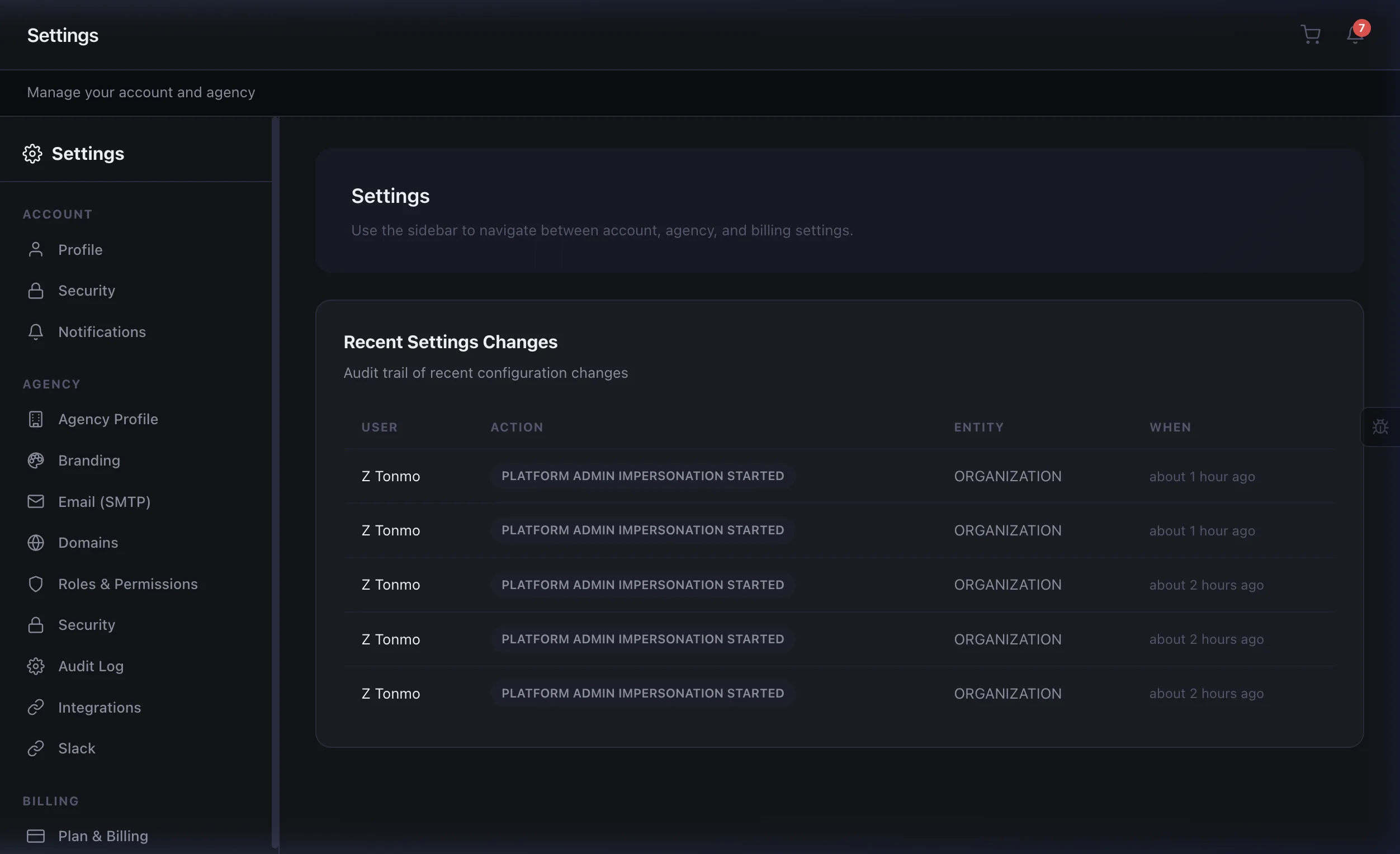 Custom SMTP configuration in agency settings